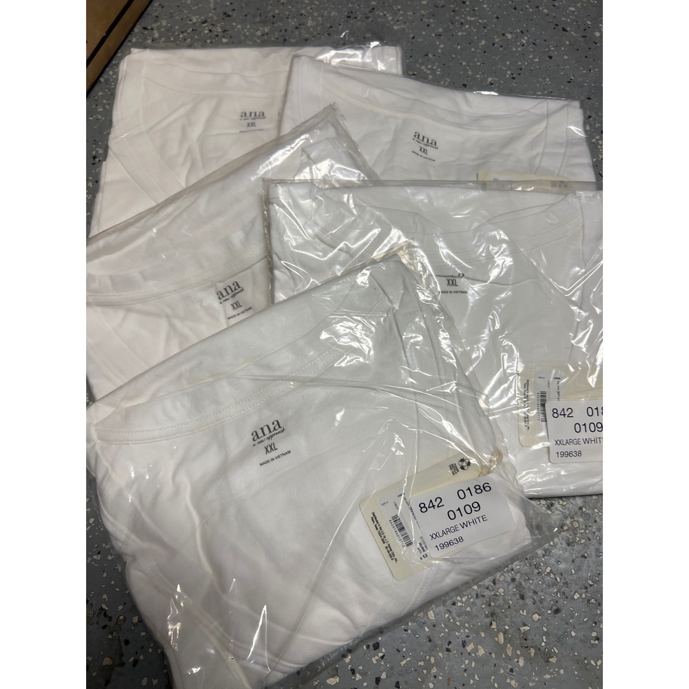 Lot of 5 a.n.a A New Approach Womens XXL White Short Sleeve Crew Neck T-Shirts